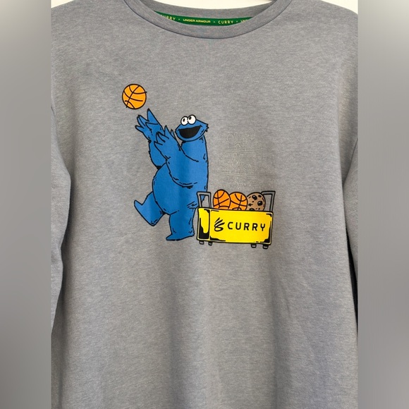 Under Armour Steph Curry Cookies Crew Neck Sweatshirt Grey Size Youth XL - Picture 2 of 9